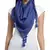 Blue Pompoms Cotton Scarf with Tassels