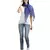 Blue Pompoms Cotton Scarf with Tassels