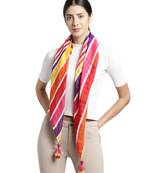 Multi Pompoms Cotton Scarf with Tassels