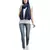 Navy Blue & Silver Embellished Viscose Scarf (180 x 70 cm)