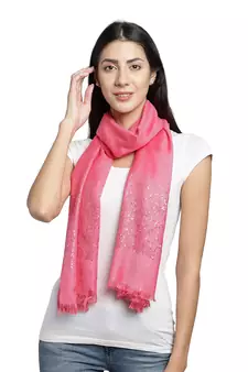 Navy Pink & Silver Embellished Viscose Scarf (180 x 70 cm)