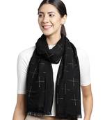 Navy Black & Silver Woven Design Viscose Scarf (180 x 70 cm)