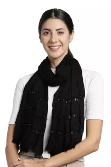 Black & Gold Woven Design Viscose Scarf (180 x 70 cm)