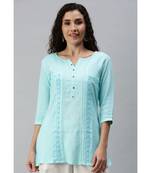 Women Blue Tunic with Crochet Detailing