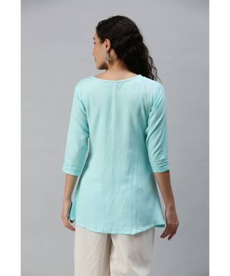 Women Blue Tunic with Crochet Detailing 3