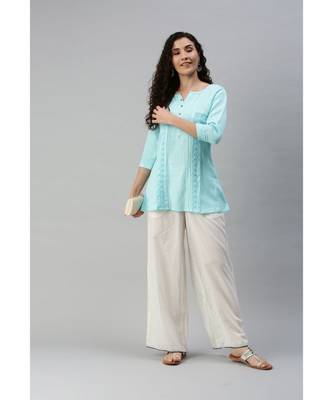 Women Blue Tunic with Crochet Detailing 4