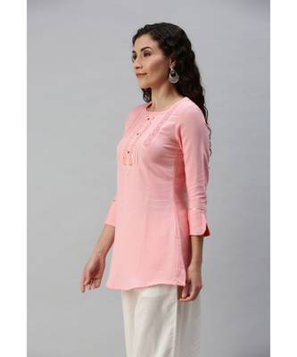 Women Pink Tunic with Crochet Detailing 2
