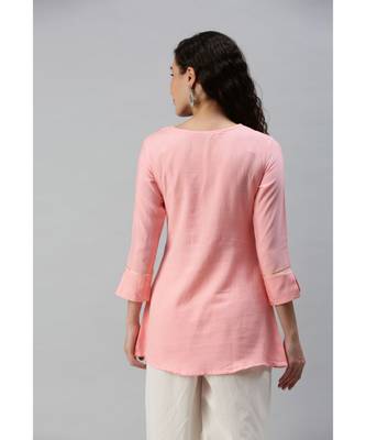 Women Pink Tunic with Crochet Detailing 3