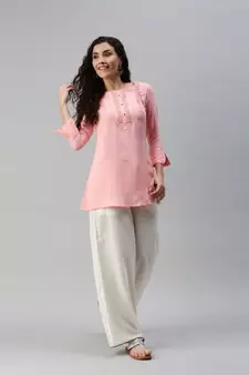Women Pink Tunic with Crochet Detailing