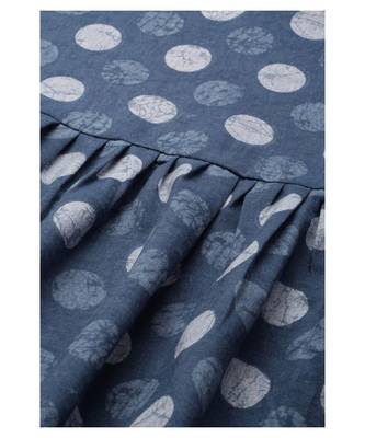 Women Indigo Polka Dot Printed Fit & Flare Cotton Blend Top 5