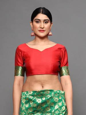 Glemora Green Beautiful Ethnic Wear Silk Blend  Traditional Saree 4