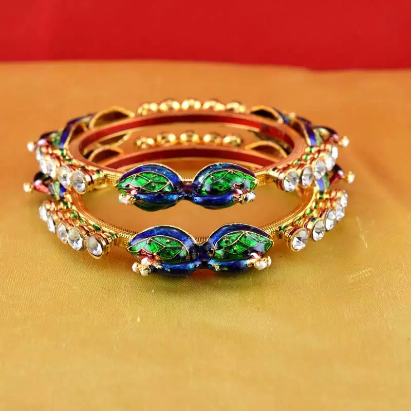 Rajasthani Gokharoo,Kara Churi Meenakari,Moti,Cz,Stone,Bangles