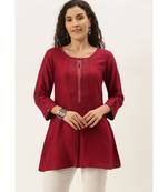 Women Magenta Cotton Blend Fit & Flare Top