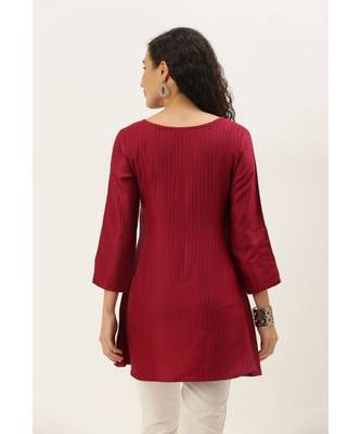 Women Magenta Cotton Blend Fit & Flare Top 3