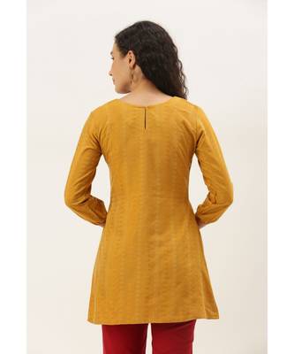 Women Mustard Cotton Blend Fit & Flare Top 3