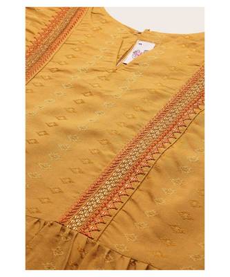 Women Mustard Cotton Blend Fit & Flare Top 5