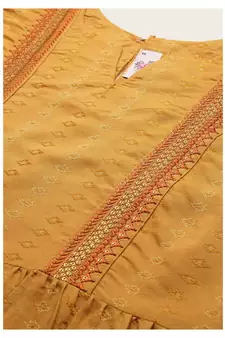 Women Mustard Cotton Blend Fit & Flare Top