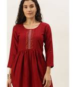 Women Maroon Cotton Blend Fit & Flare Top