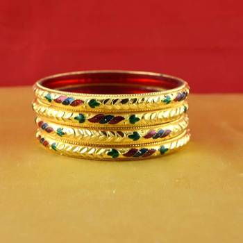 Rajasthani gokharoo,kara churi meenakari,moti,cz,stone,bangles size-2.4,2.6 2