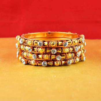 Rajasthani gokharoo,kara churi meenakari,moti,cz,stone,bangles size-2.4,2.6,2.8 2