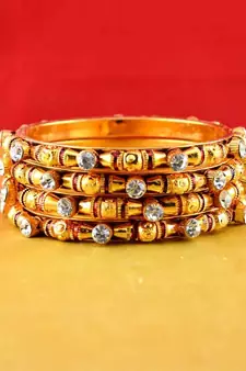 Rajasthani gokharoo,kara churi meenakari,moti,cz,stone,bangles size-2.4,2.6,2.8