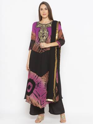 Purple embroidered georgette salwar 1