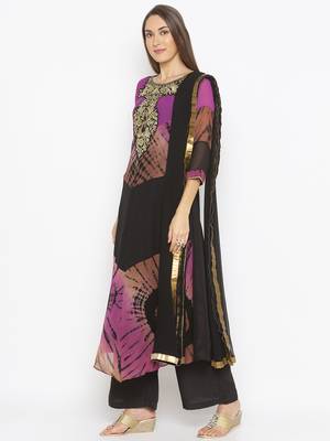 Purple embroidered georgette salwar 2