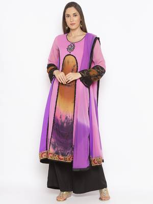 Purple embroidered georgette salwar 1