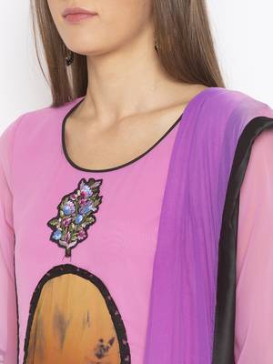 Purple embroidered georgette salwar 4