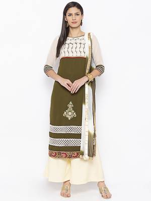 Green embroidered georgette salwar 1