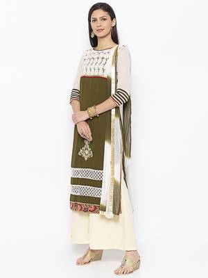 Green embroidered georgette salwar 2