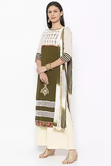 Green embroidered georgette salwar