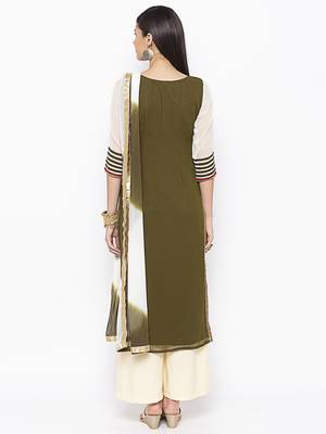 Green embroidered georgette salwar 3