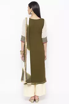 Green embroidered georgette salwar