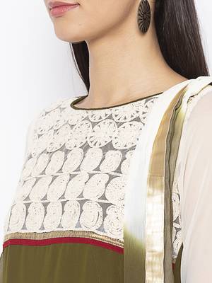 Green embroidered georgette salwar 4