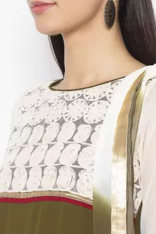 Green embroidered georgette salwar