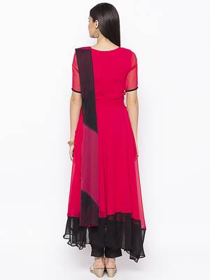 Rani-pink embroidered georgette salwar 3