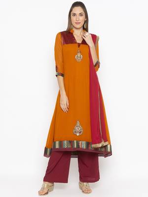 Mustard embroidered georgette salwar 1