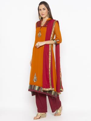 Mustard embroidered georgette salwar 2