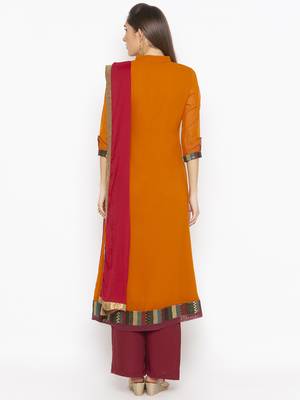 Mustard embroidered georgette salwar 3