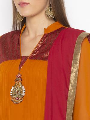Mustard embroidered georgette salwar 4