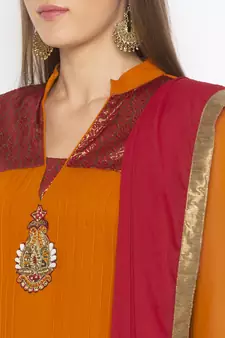 Mustard embroidered georgette salwar