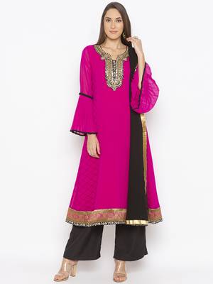 Pink embroidered georgette salwar 1