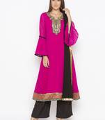 Pink embroidered georgette salwar
