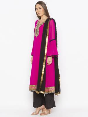 Pink embroidered georgette salwar 2