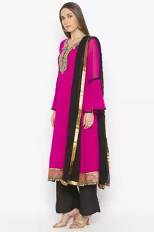 Pink embroidered georgette salwar