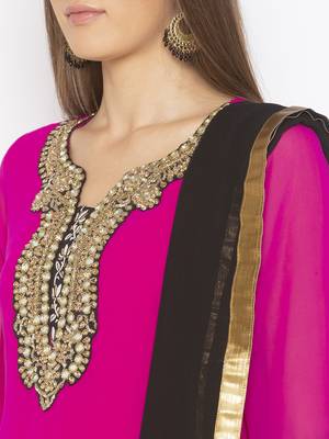 Pink embroidered georgette salwar 4
