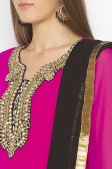Pink embroidered georgette salwar