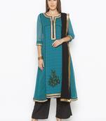 Green embroidered georgette salwar