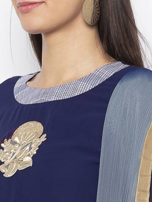 Navy-blue embroidered georgette salwar 4
